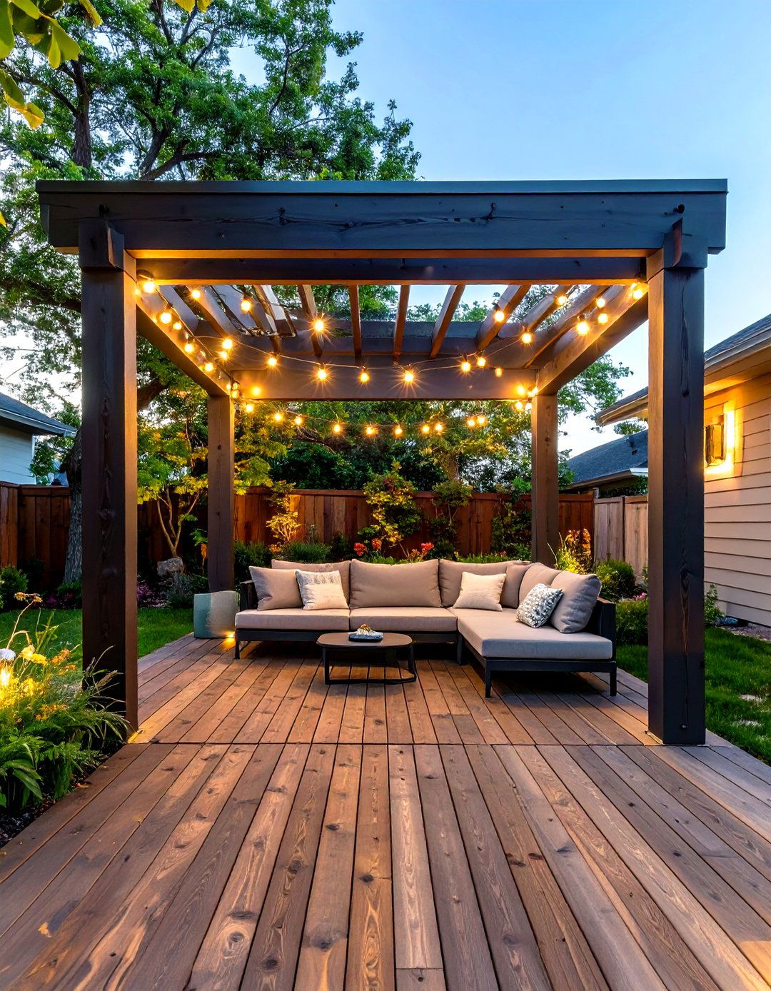 Wood Deck with a Pergola - 30 wood deck ideas