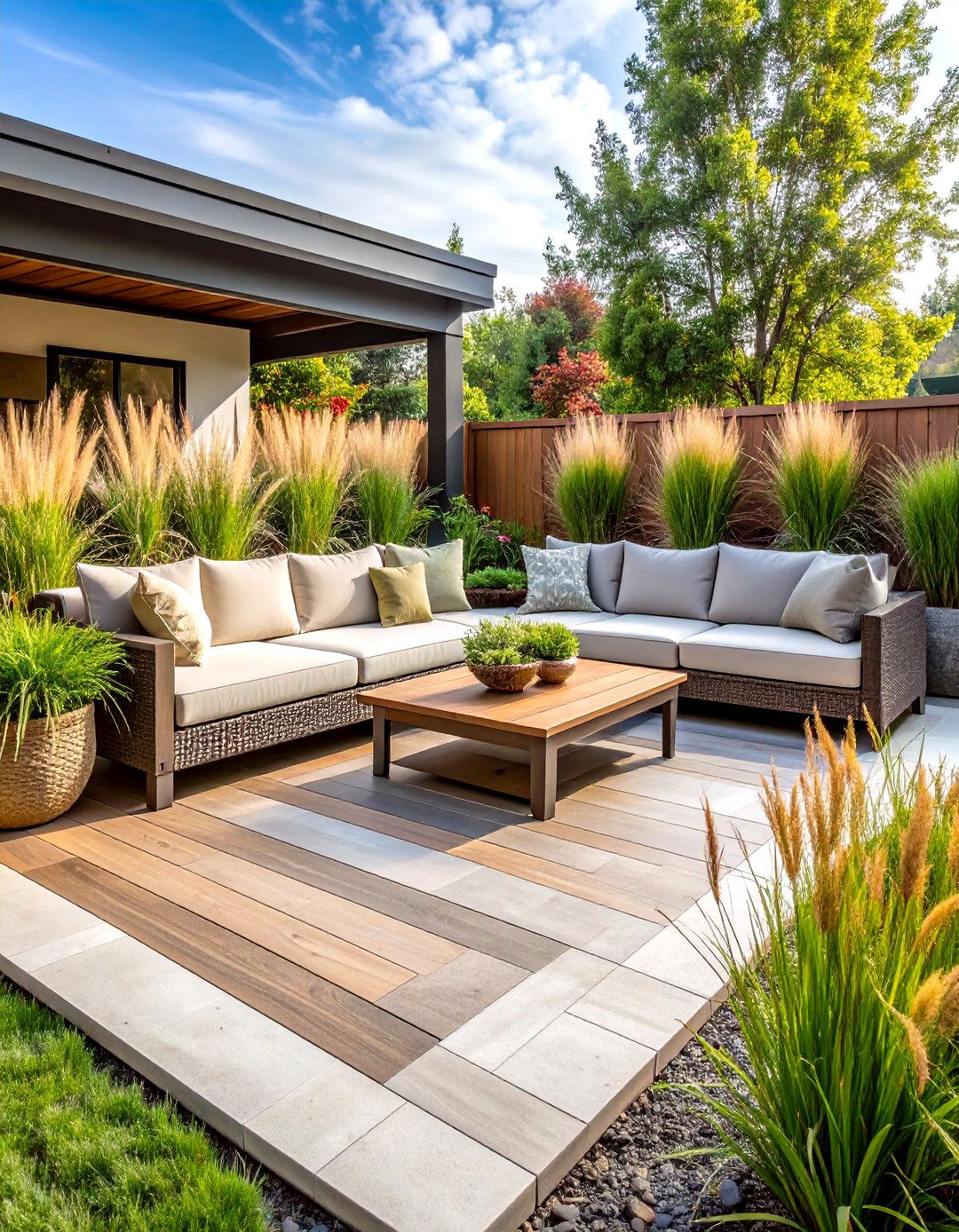 Wood Look Concrete Paver Deck - 30 diy cheap patio paver ideas