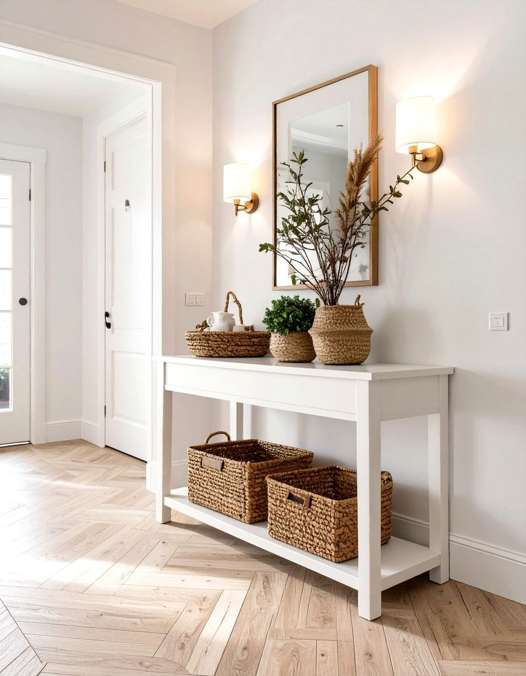Wood Look Porcelain Herringbone Tile - 30 modern entryway tile ideas
