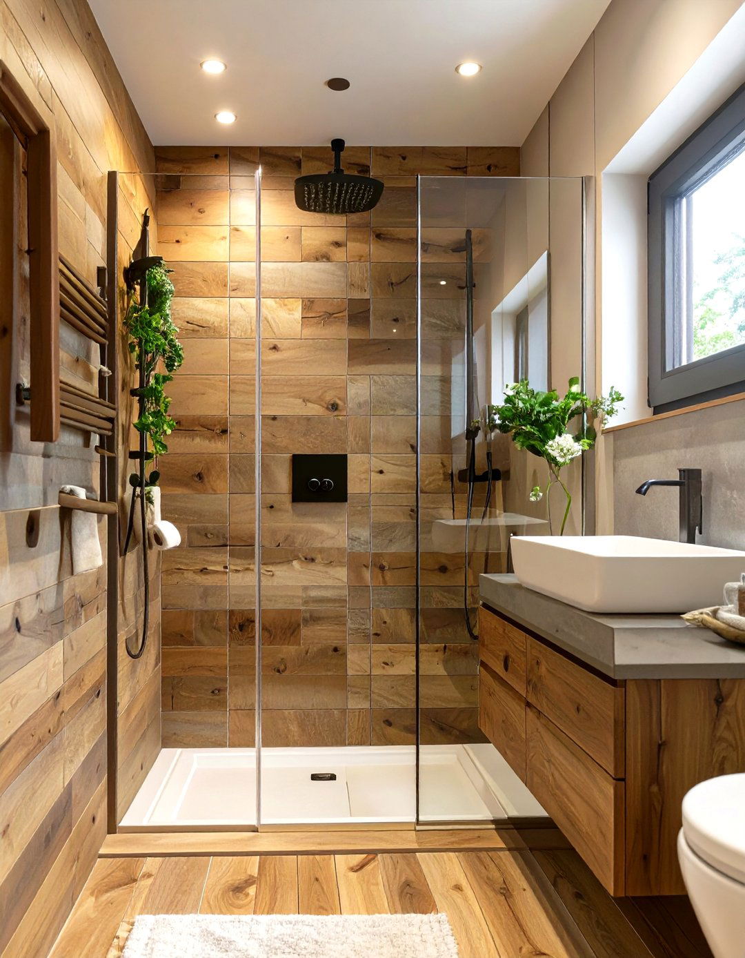 Wood Look Porcelain Shower Tile - 30 small shower tile ideas