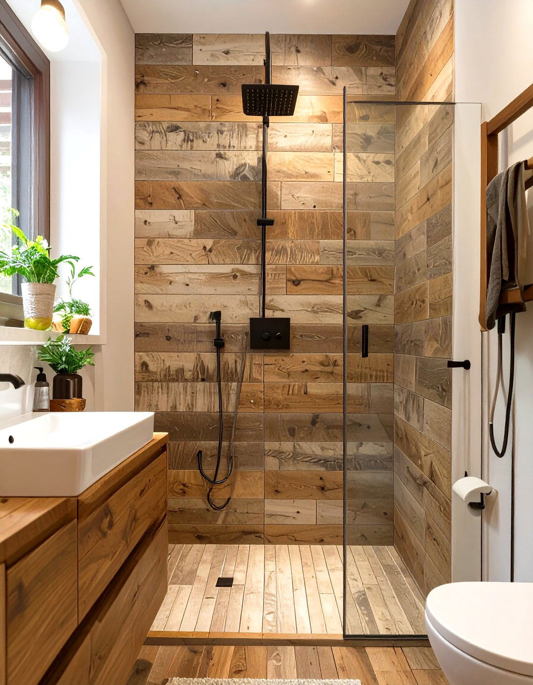 Wood Look Porcelain Tile Shower Surround - 30 shower surround ideas