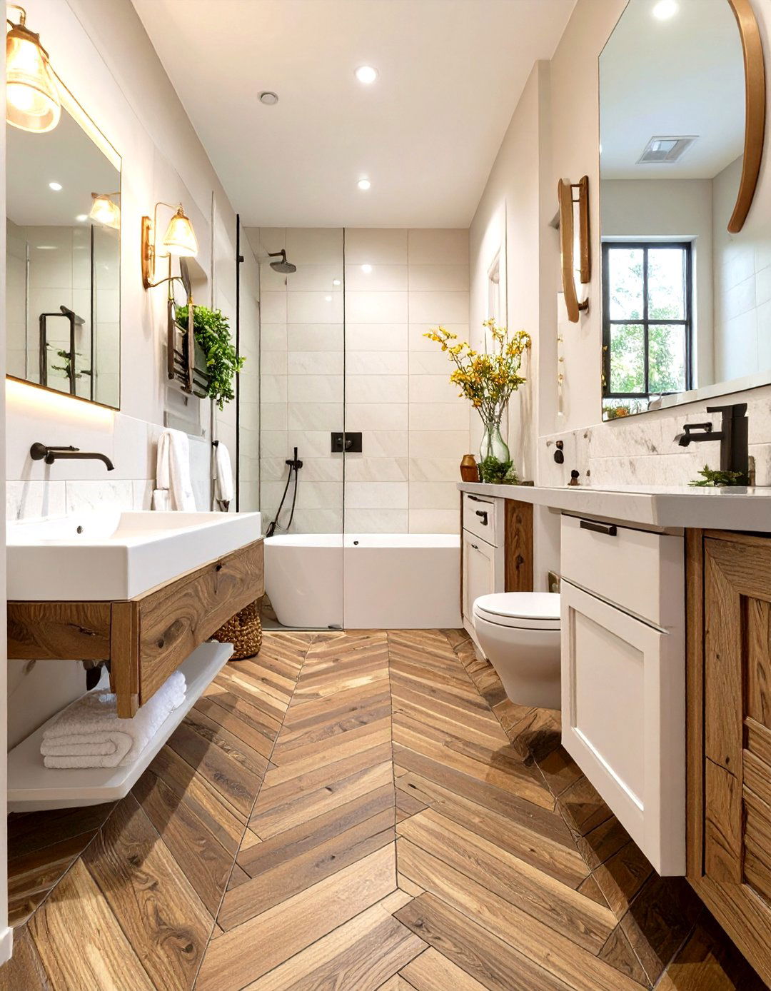 Wood Look Porcelain Tiles - 30 washroom and bathroom tiles design ideas