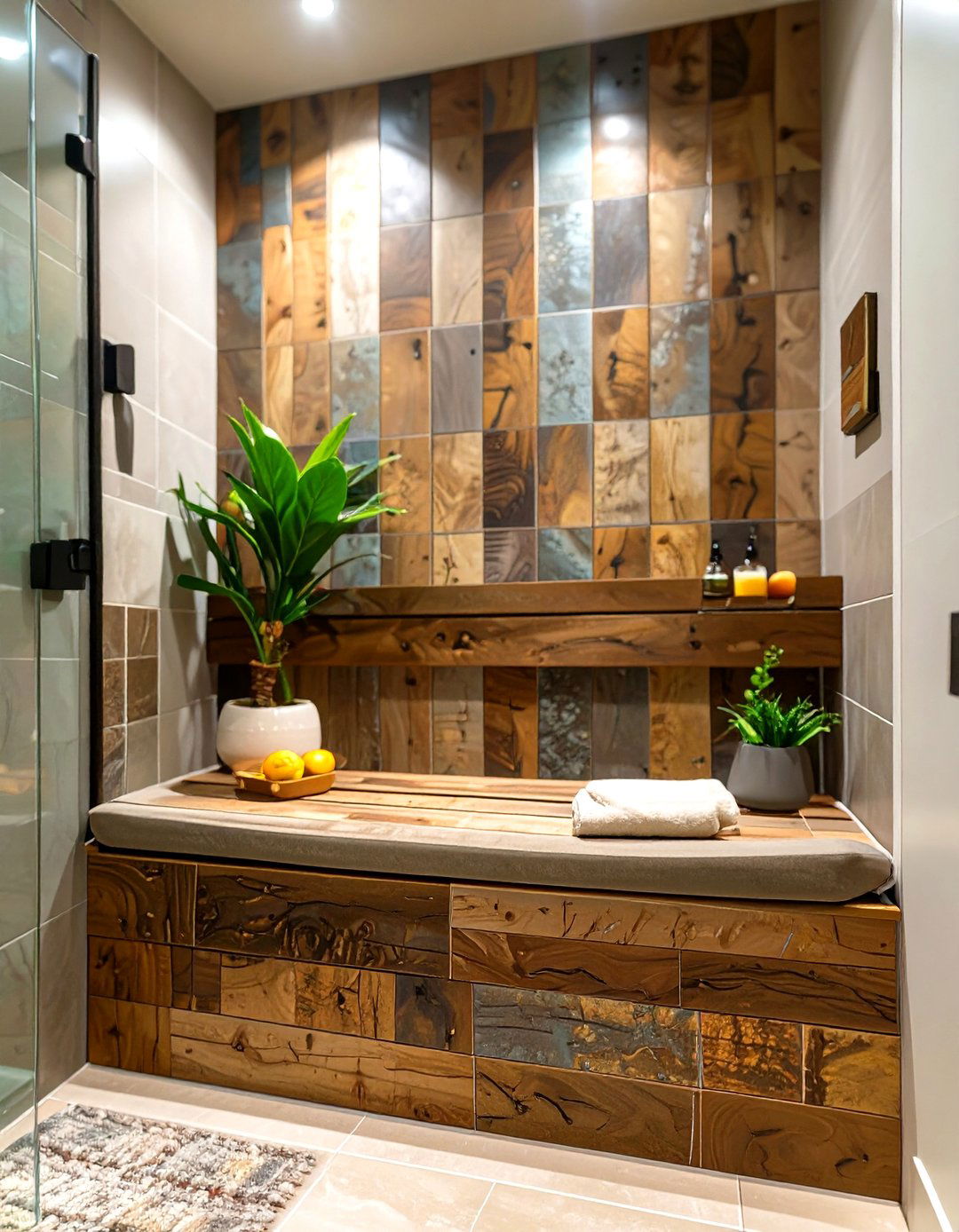 Wood Look Tile Shower Bench - 30 shower bench ideas