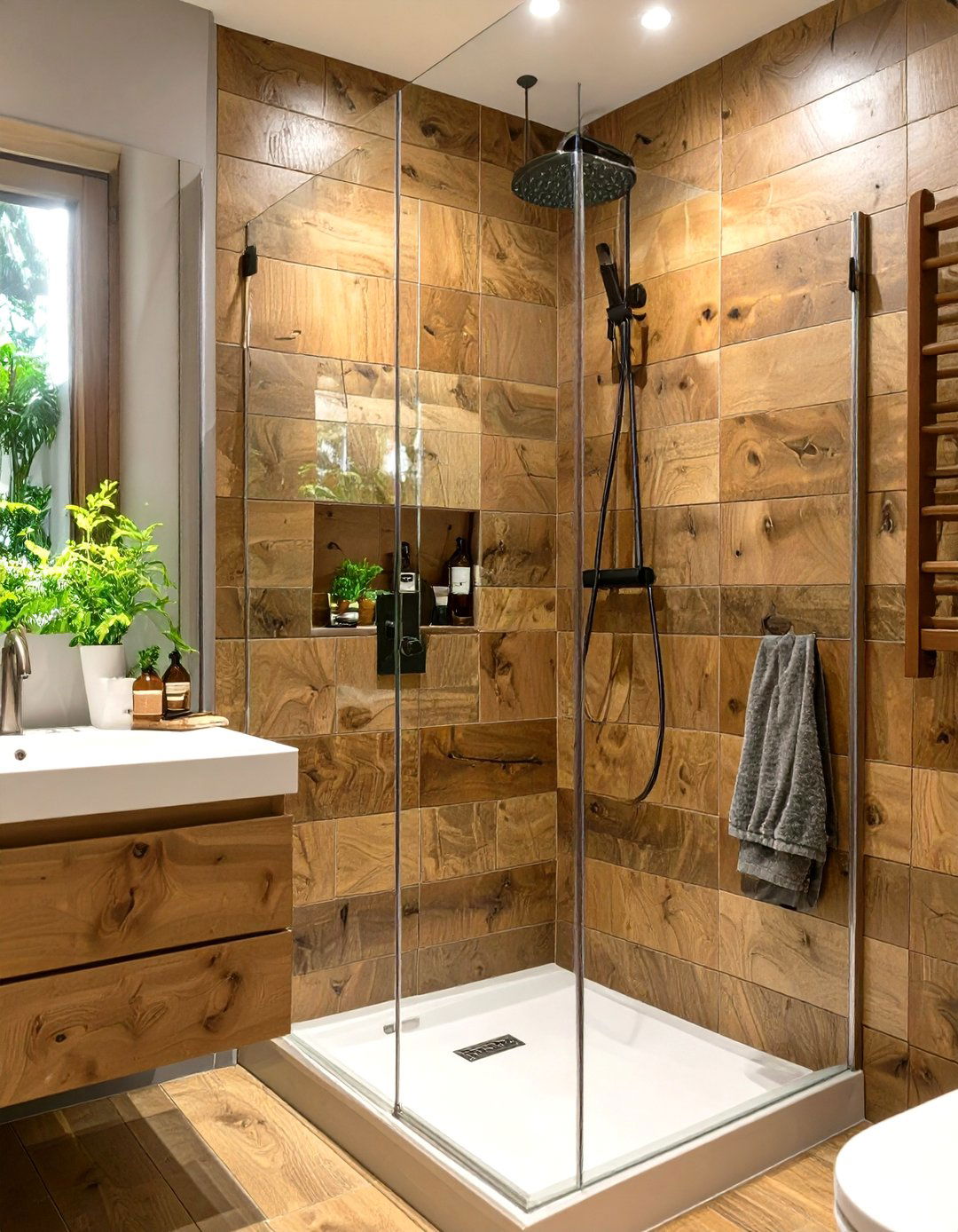 Wood Look Tile Small Doorless Shower - 30 small doorless walk in shower ideas