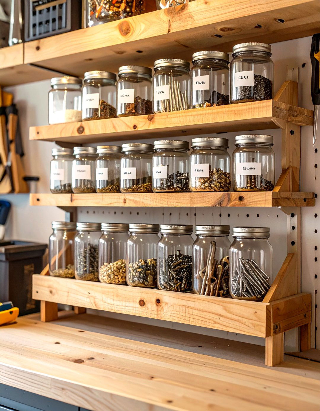 Wood Organizer for Screws and Nails - 30 wood garage storage ideas