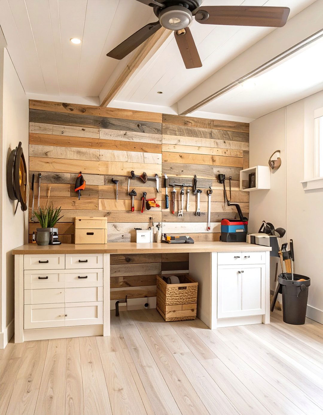 Wood Panel Accent Wall - 30 garage wall paint ideas