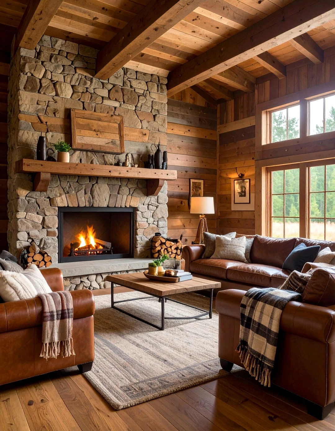 Wood Plank Accent Wall In A Rustic Living Room - 30 living room paint ideas with accent wall