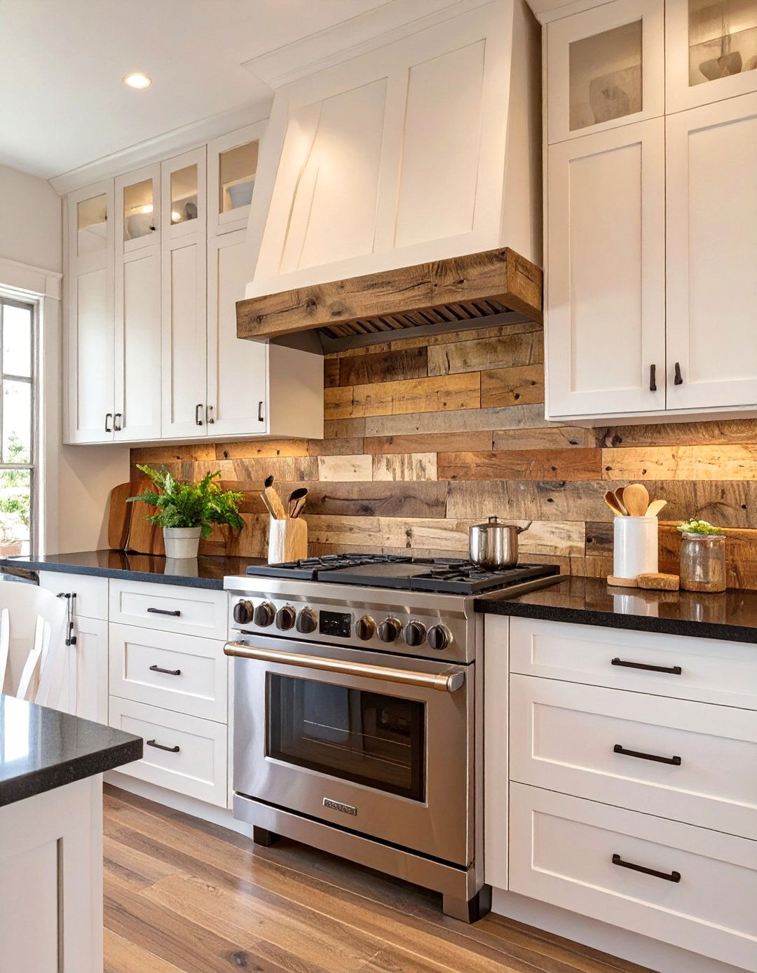 Wood Plank Backsplash - 30 backsplash ideas for white cabinets and granite countertops