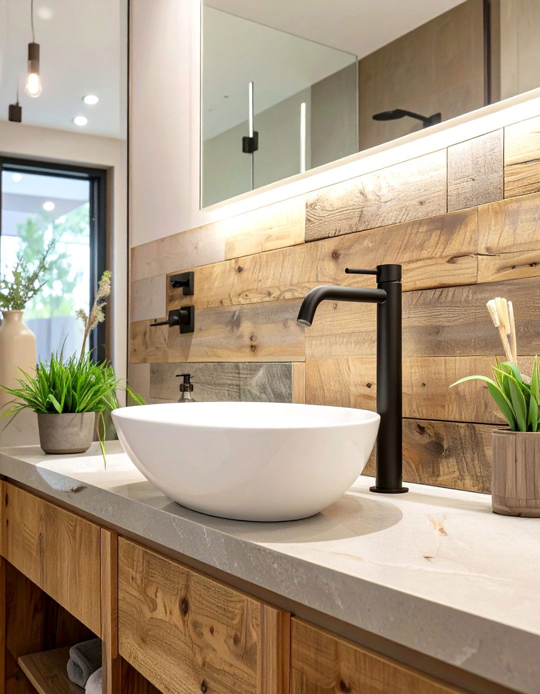 Wood Plank Bathroom Backsplash - 30 bathroom sink backsplash ideas