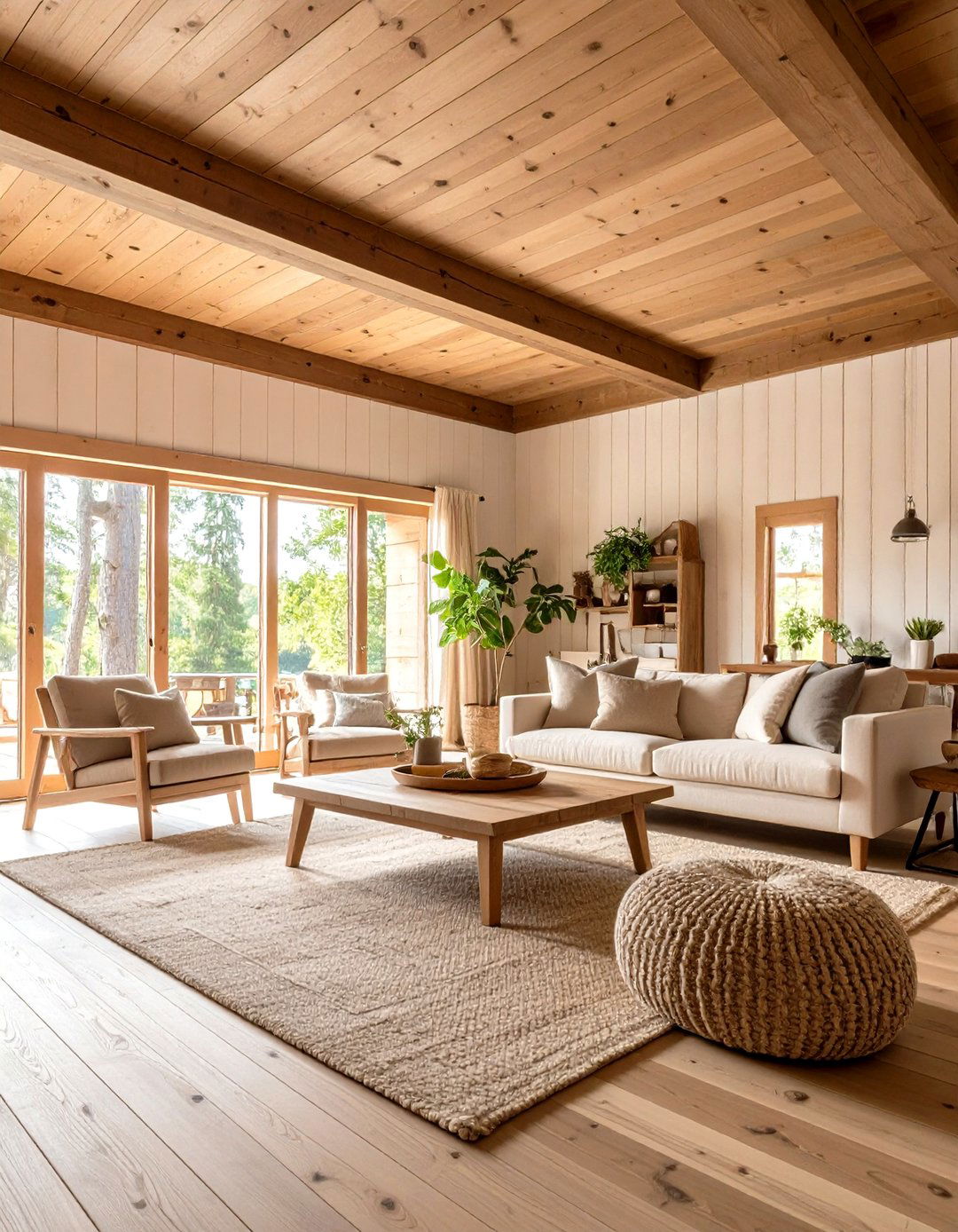 Wood Plank Ceiling for Farmhouse Style - 30 living room ceiling ideas