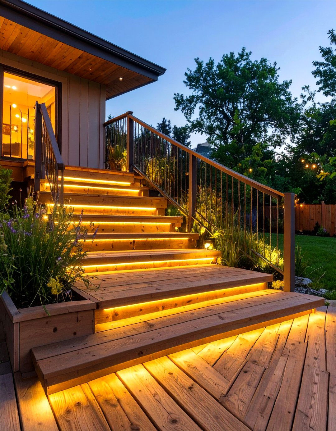 Wooden Deck with Integrated Lighting - 30 wooden deck ideas