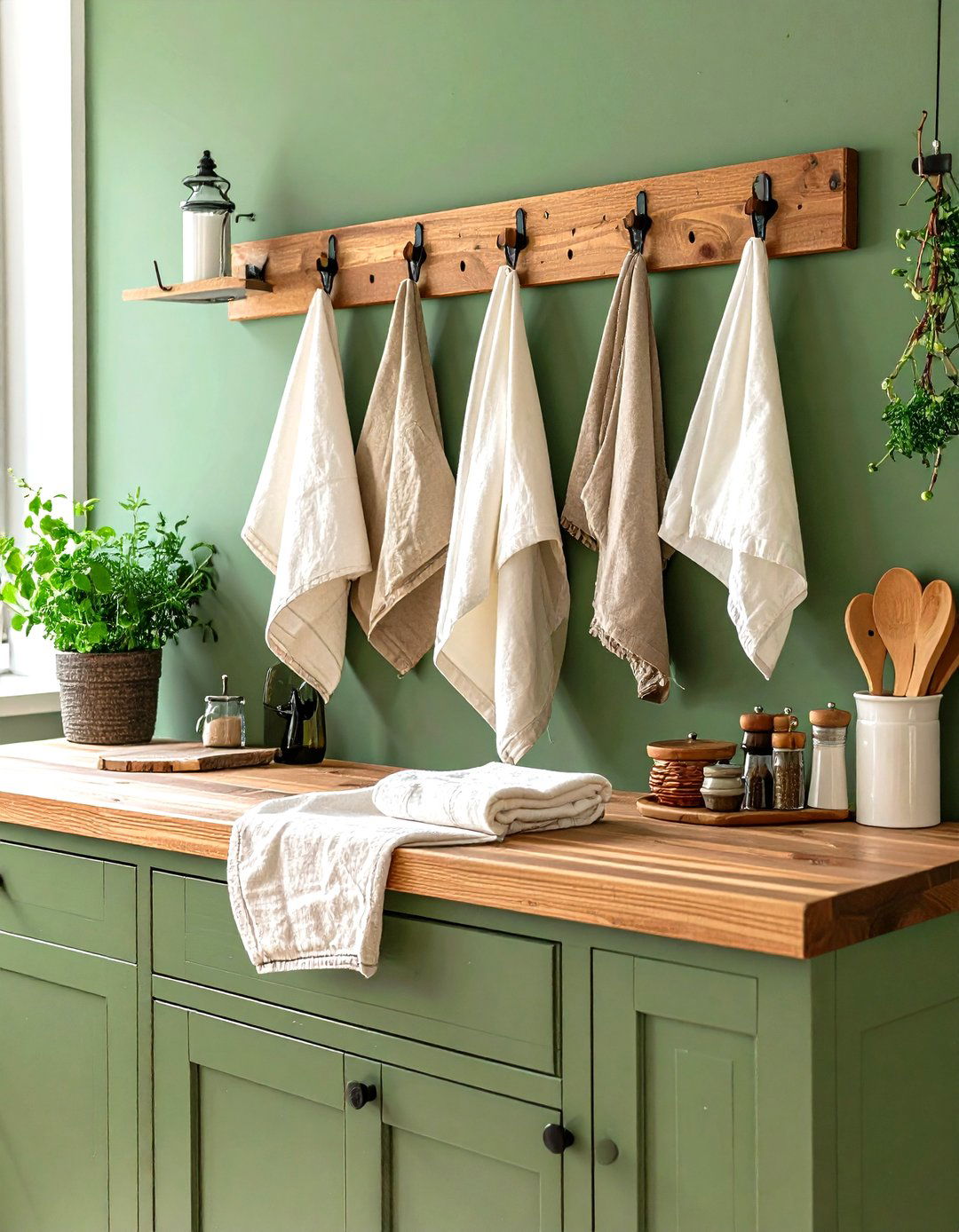 Wooden Peg Rail Holder - 30 kitchen towel holder ideas