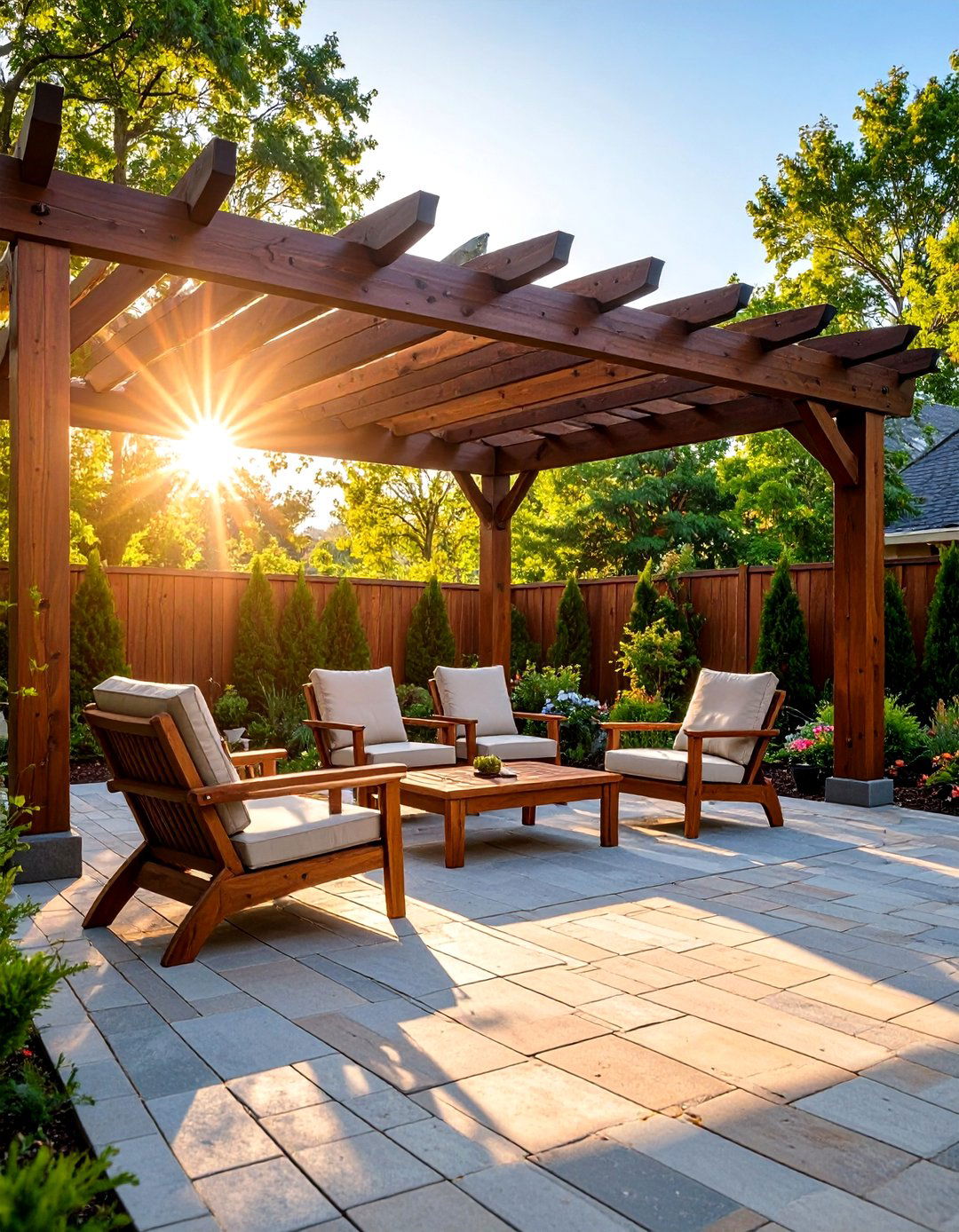 Wooden Pergola Structure - 30 patio sun shade ideas