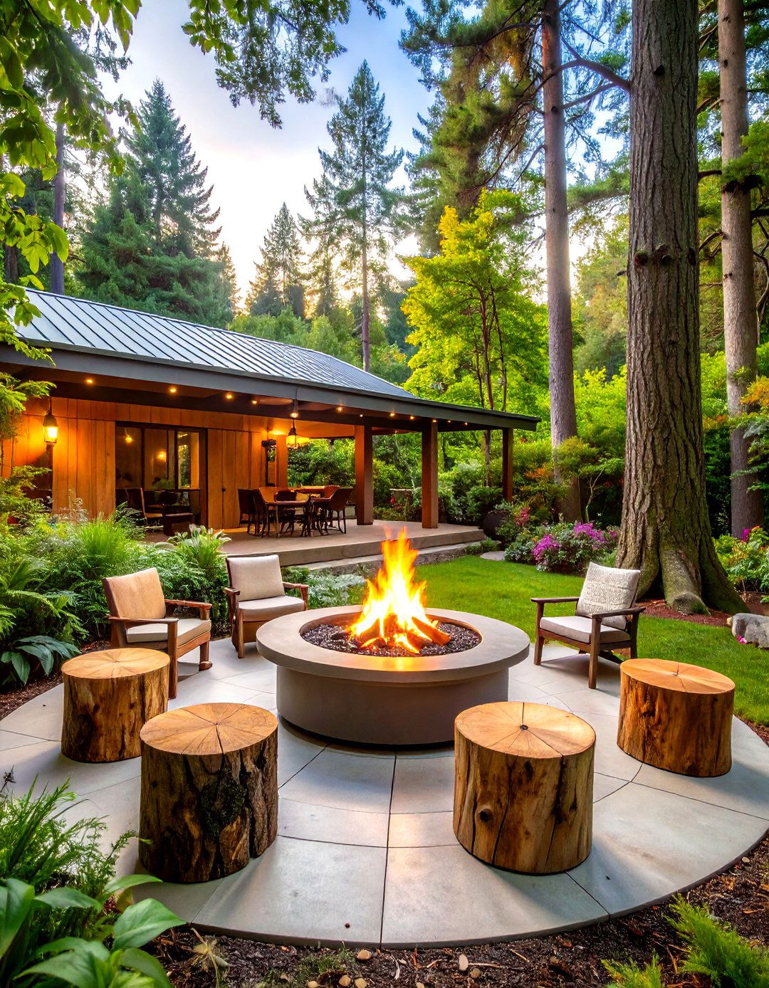 Woodland Clearing Firepit Retreat - 30 firepit patio ideas