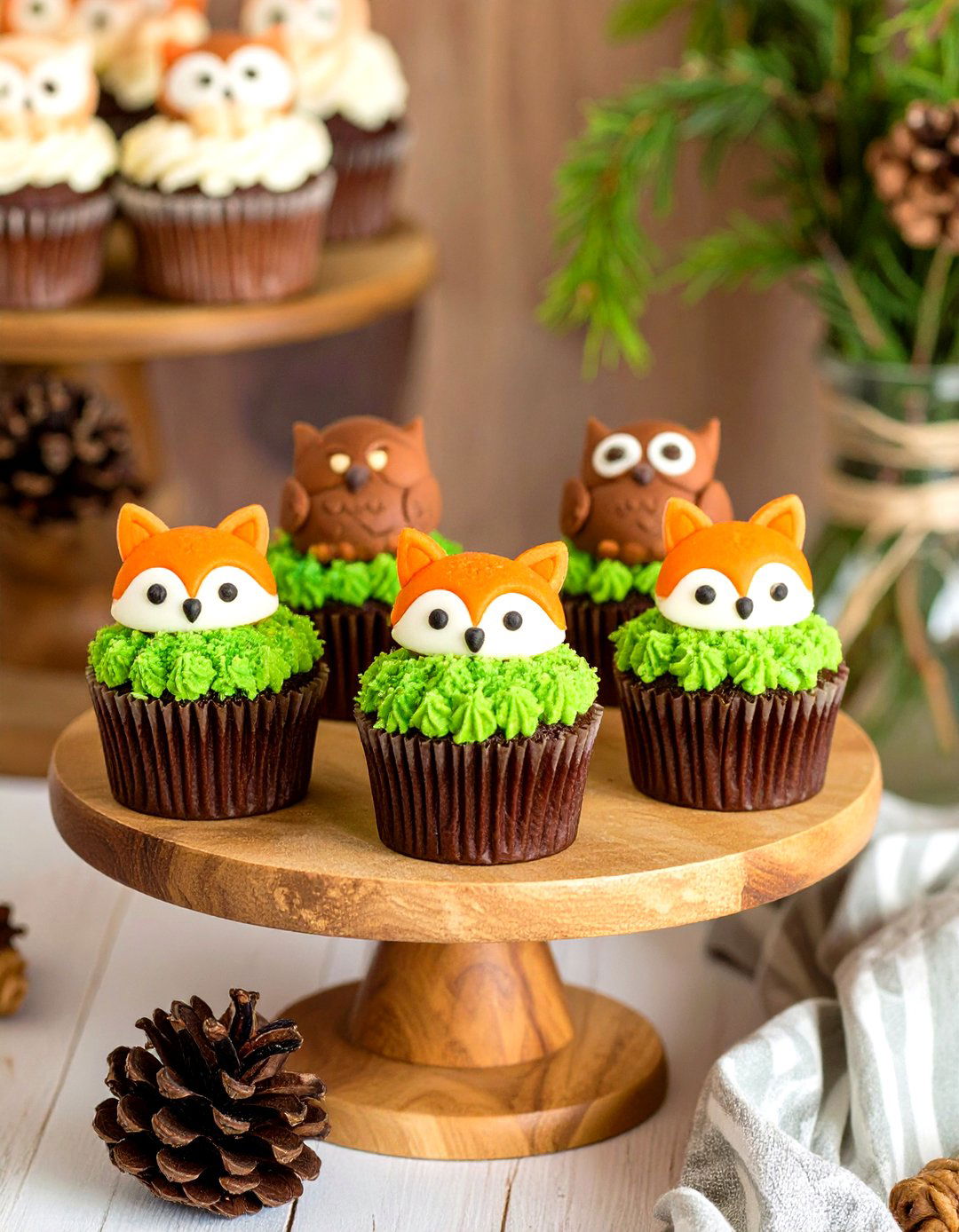 Woodland Creatures Cupcake Theme - 30 baby shower cupcake ideas