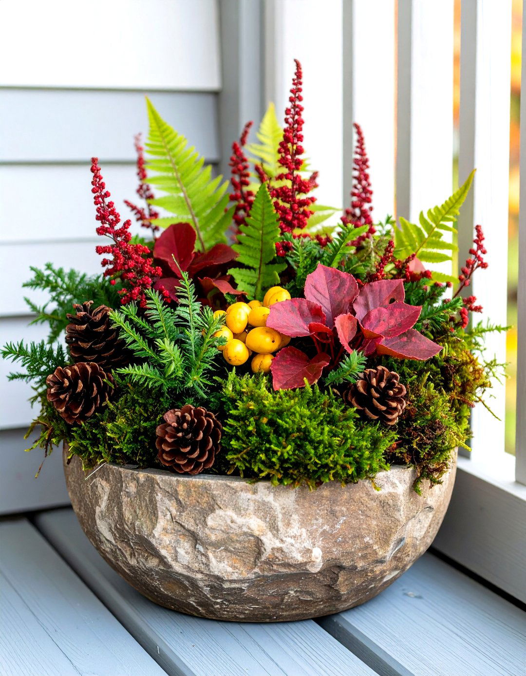 Woodland Walk Fall Planter - 30 front porch fall planter ideas