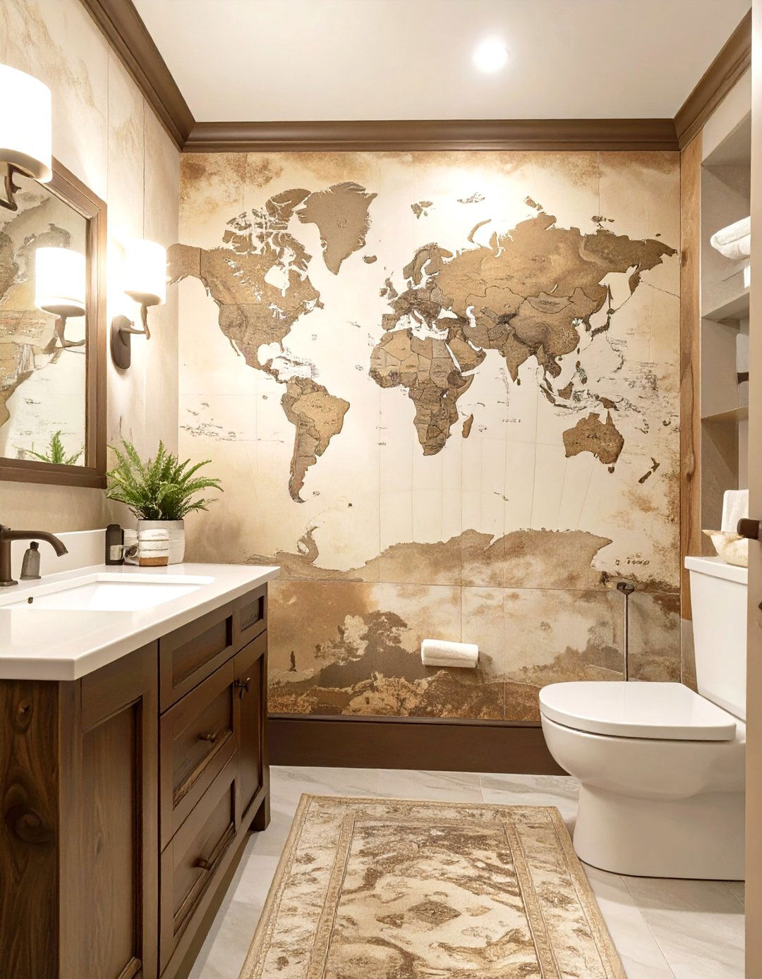 World Map Wallpaper - 30 small bathroom bathroom wallpaper ideas