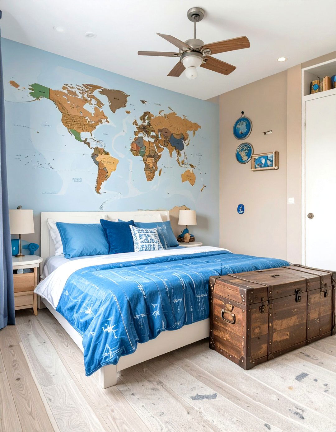 World Traveler Tan and Blue Boys Room - 30 boys room color ideas