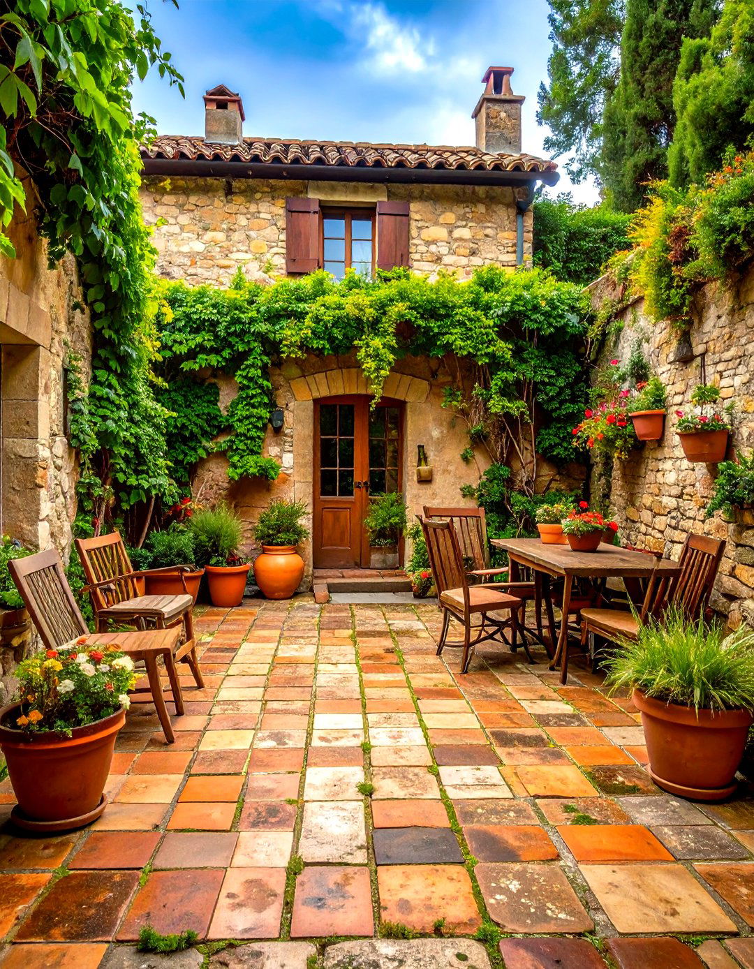Worn Look Antiqued Patio Tile - 30 patio tile ideas