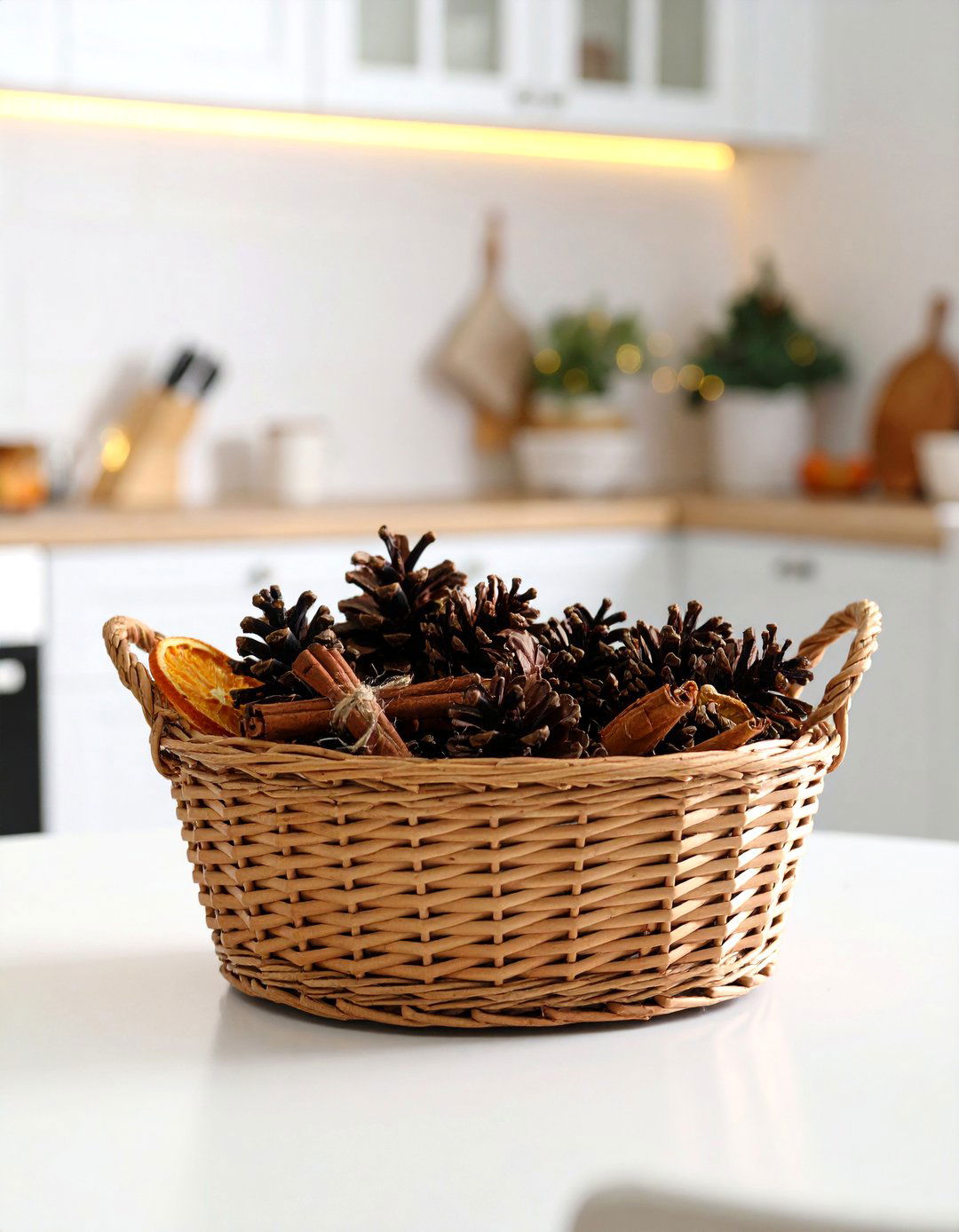 Woven Basket Arrangement - 30 kitchen table centerpiece ideas