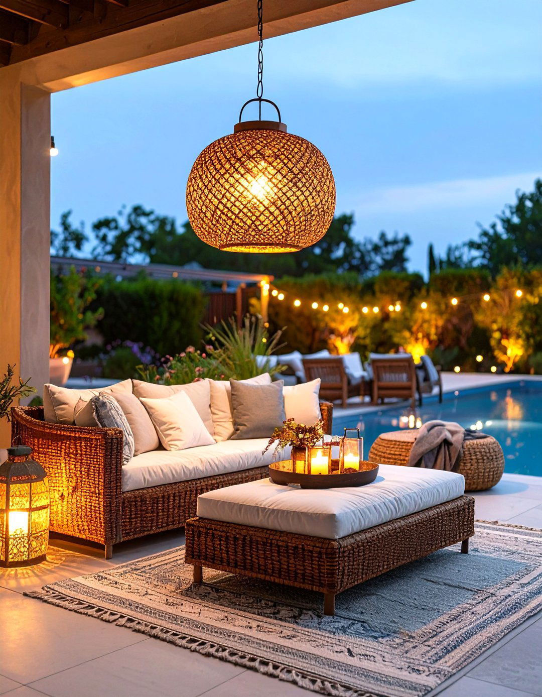Woven Basket Pendant Lights - 30 patio lights ideas