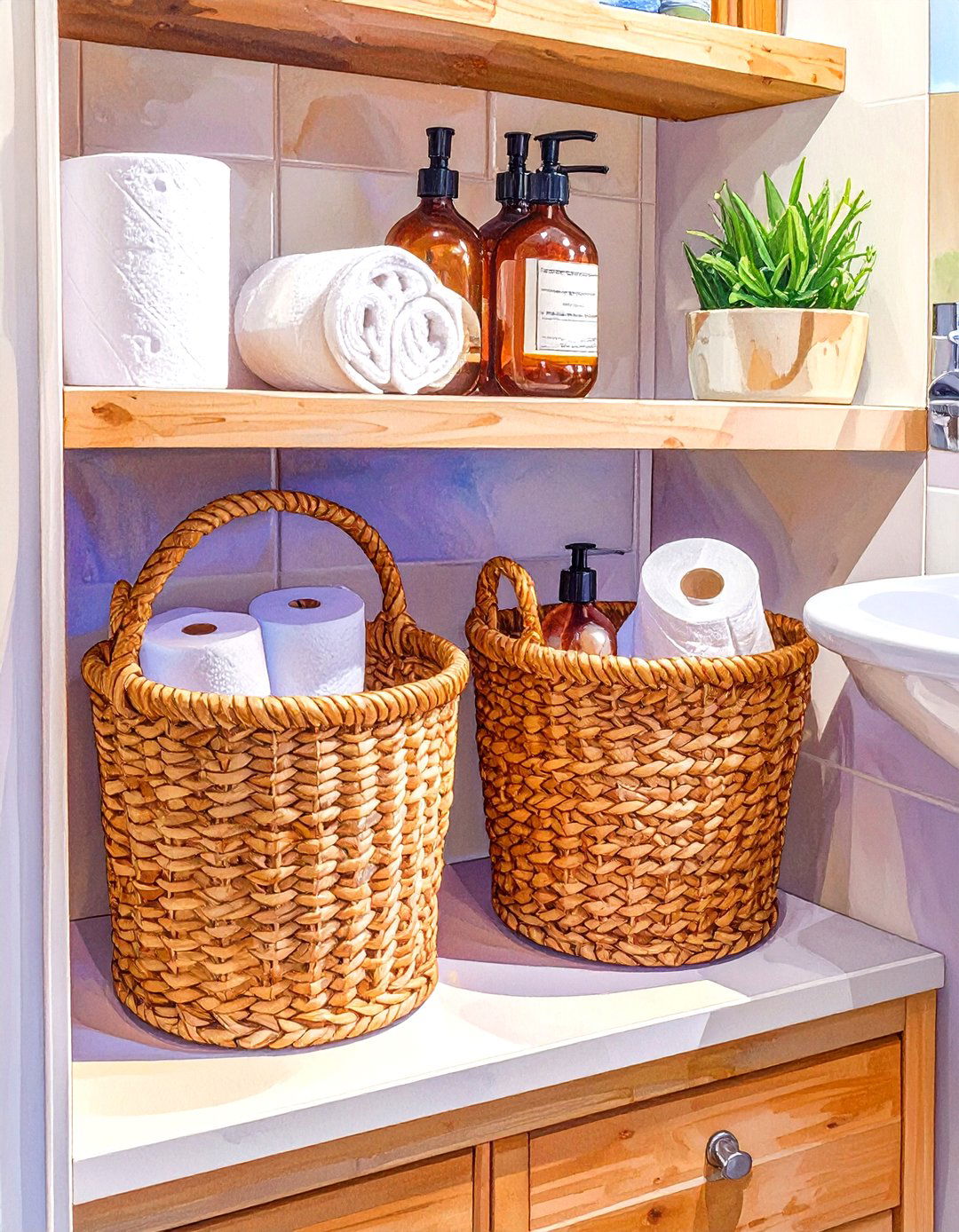 Woven Basket Under Bathroom Sink Storage - 30 under bathroom sink storage ideas