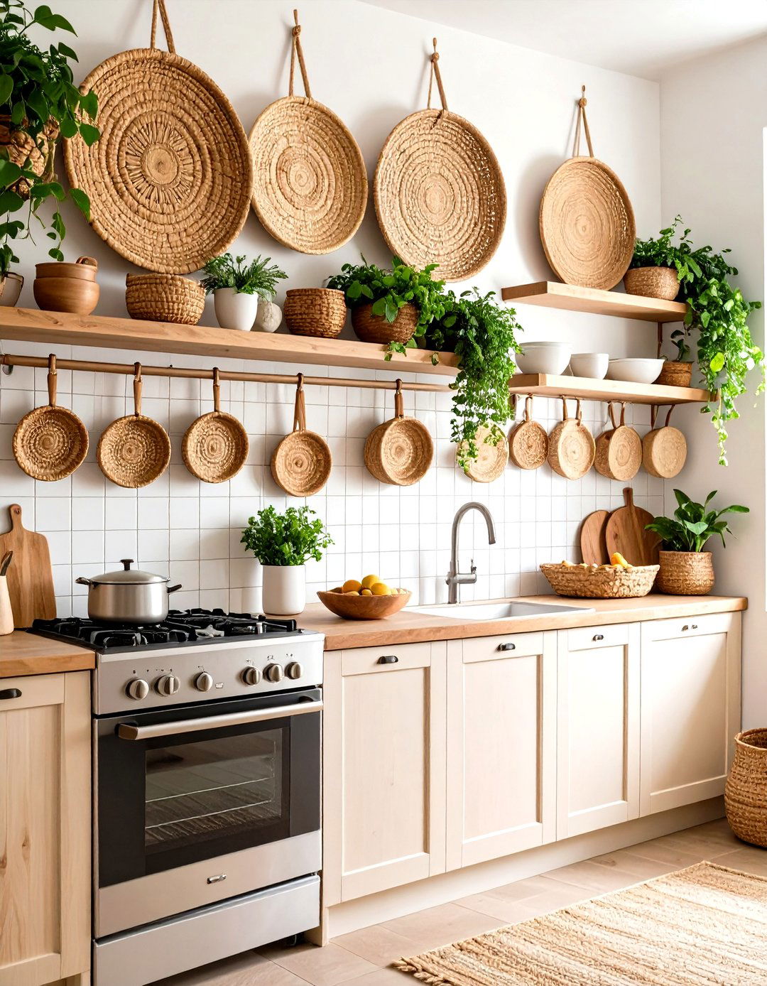 Woven Baskets Kitchen Wall Decor - 30 kitchen wall art ideas