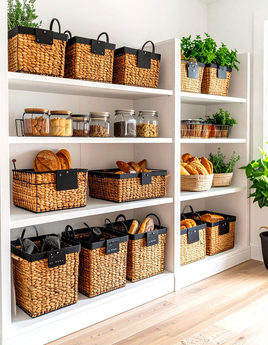 Woven Baskets for Grouping Items - 30 pantry organizer ideas