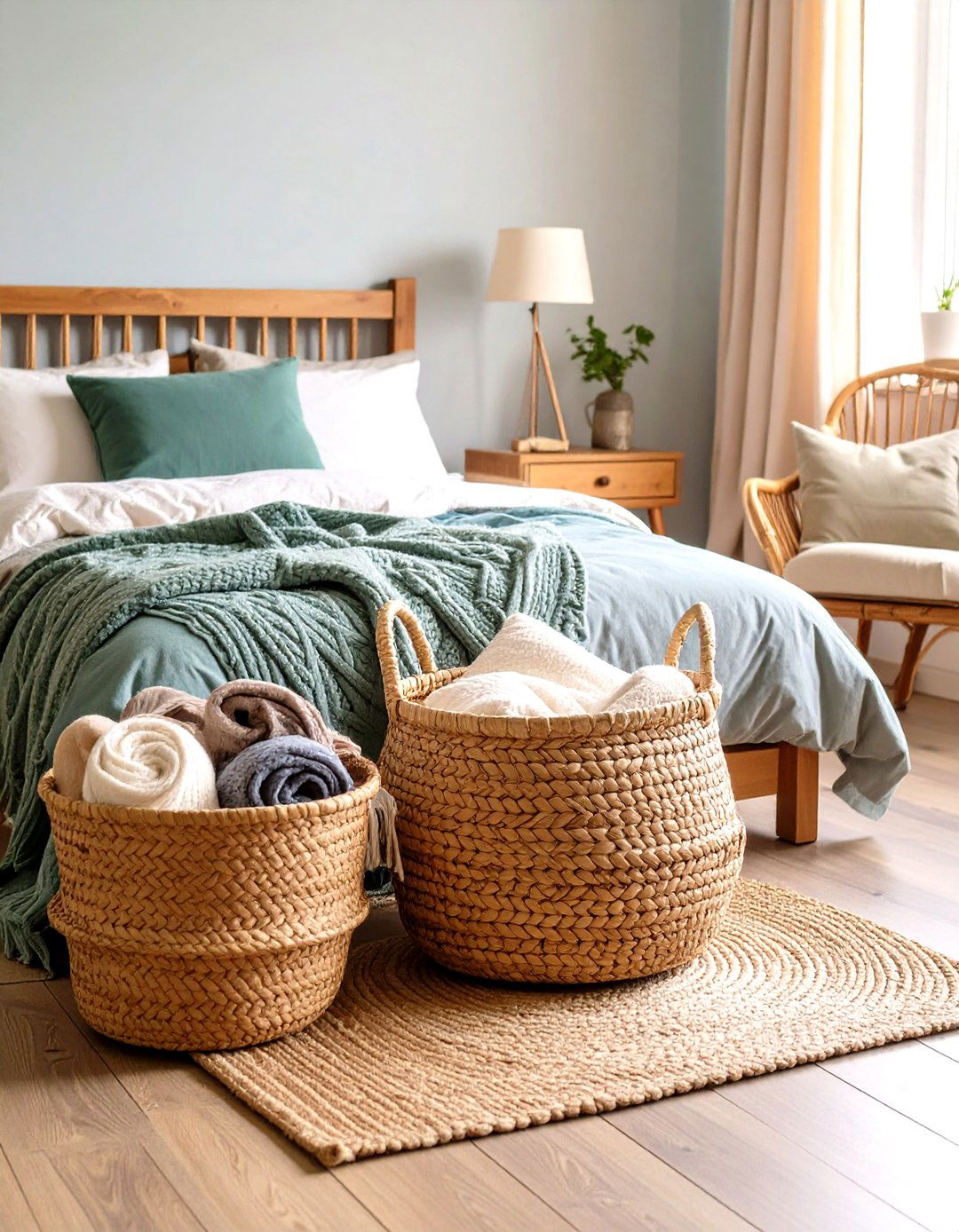 Woven Baskets for Storage - 30 rustic bedroom ideas
