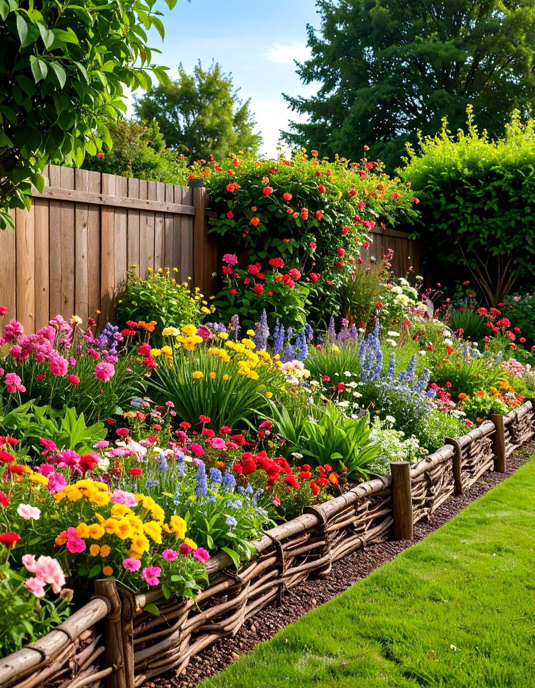 Woven Branch Garden Edging - 30 inexpensive garden edging ideas