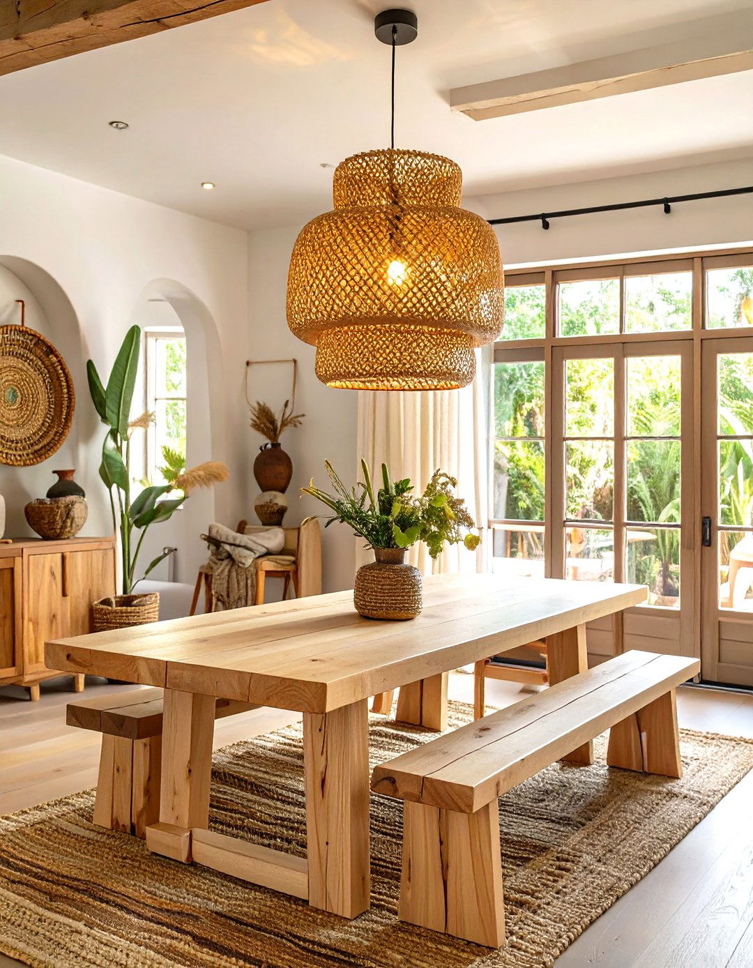 Woven Rattan Pendant Light - 30 small dining room lighting ideas