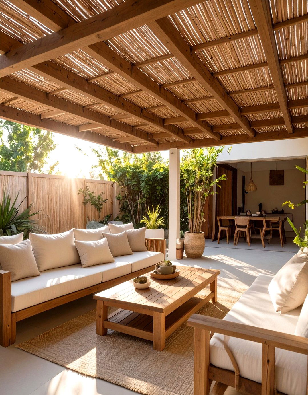 Woven Reed or Willow Panel Roof - 30 cheap patio roof ideas