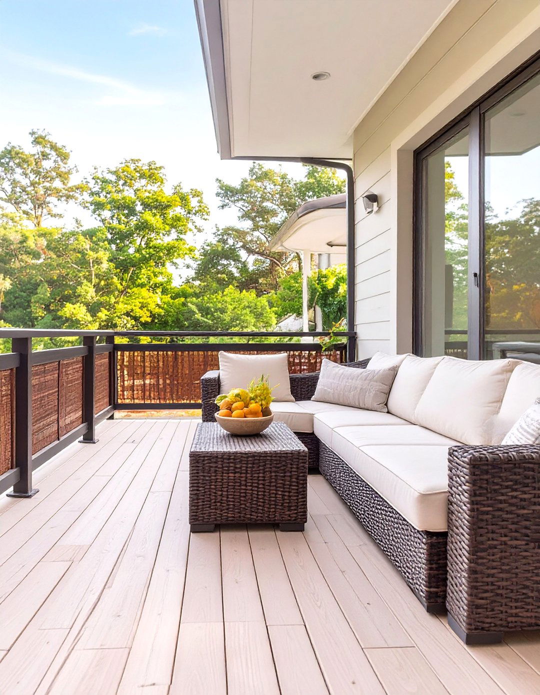 Woven Resin or Wicker Panel Railing - 30 horizontal deck railing ideas