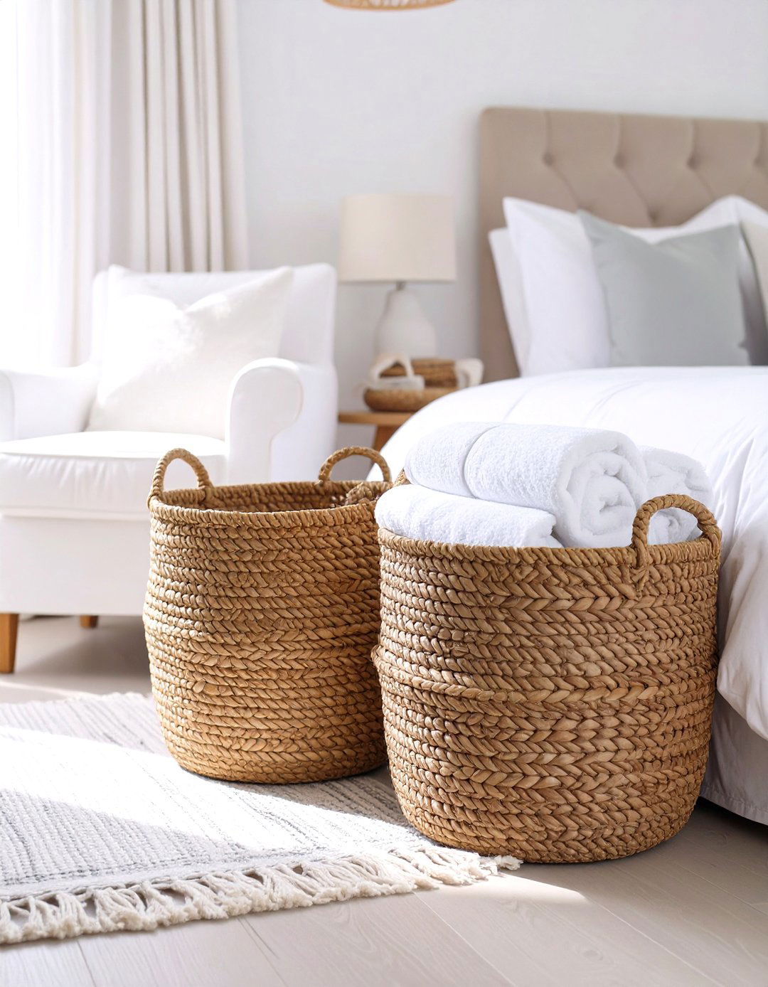 Woven Storage Baskets - 30 seaside modern coastal bedroom ideas