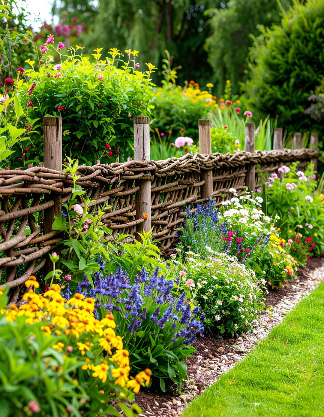 Woven Wattle Fencing Border - 30 landscaping border ideas