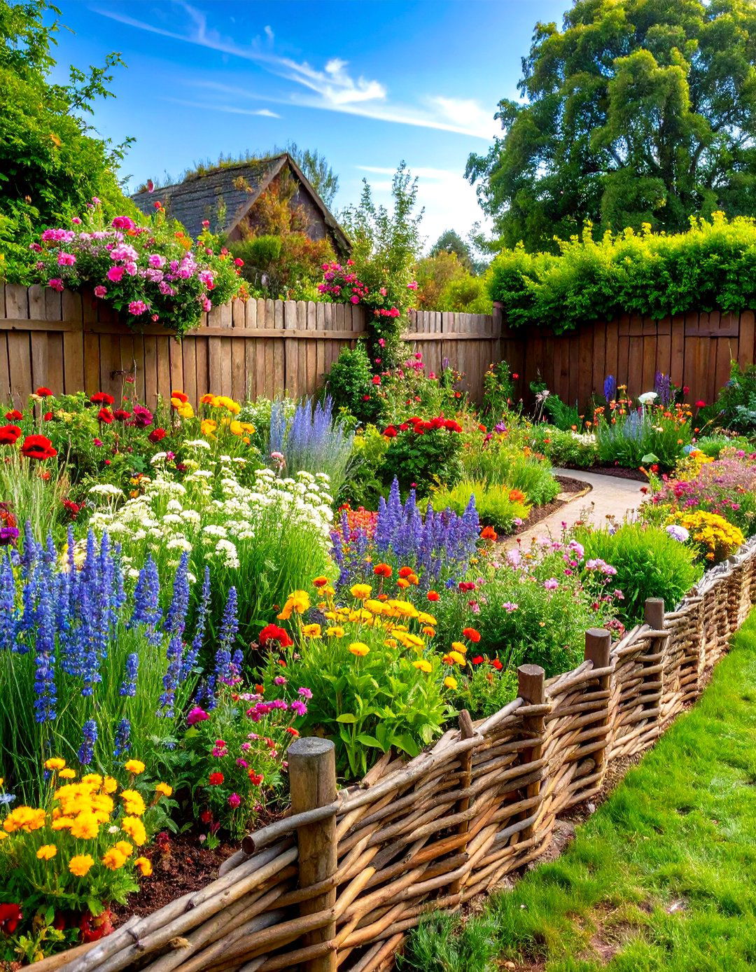 Woven Wattle Fencing Border - 30 landscape border ideas