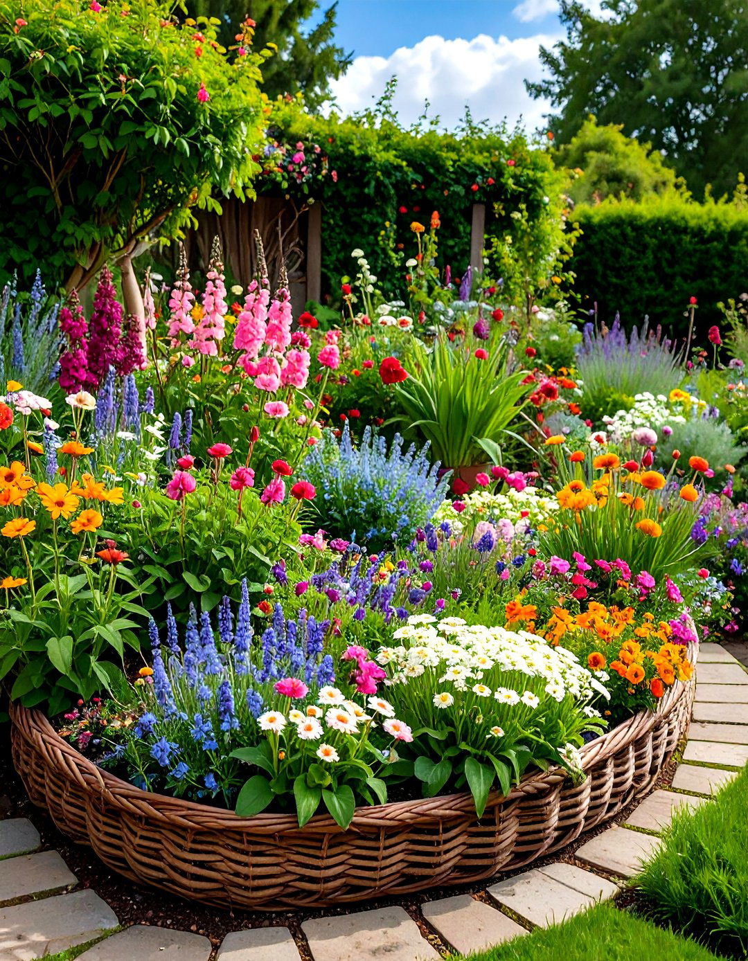 Woven Wattle Garden Bed - 30 garden beds ideas
