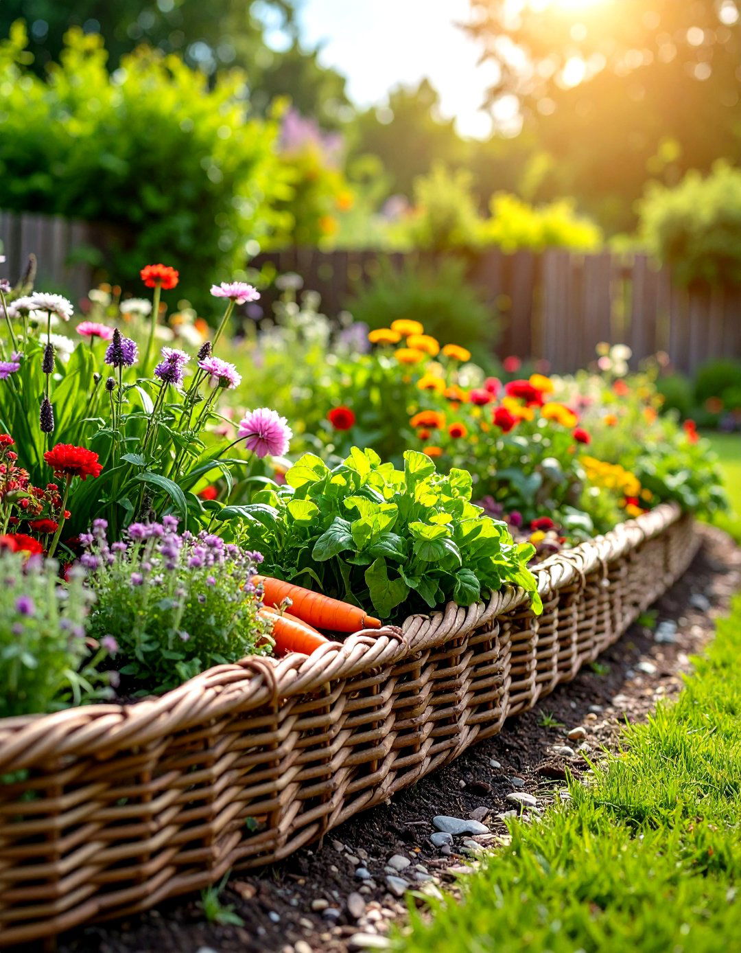 Woven Wattle Lawn Edging - 30 lawn edging ideas