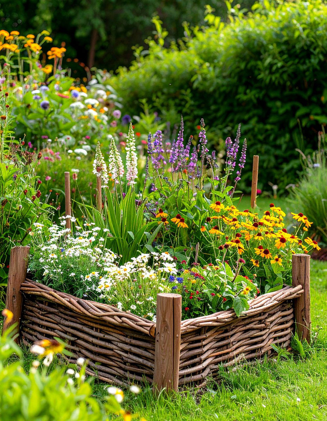 Woven Wattle Raised Garden Bed - 30 diy raised garden bed ideas