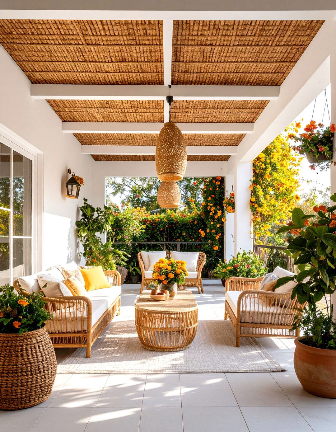 Woven Wicker Panel Ceiling - 30 patio ceiling ideas