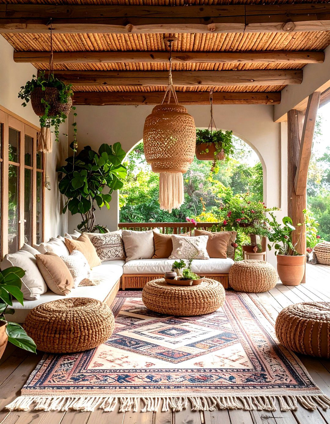 Woven Wicker Panel Porch Ceiling - 30 inexpensive porch ceiling ideas