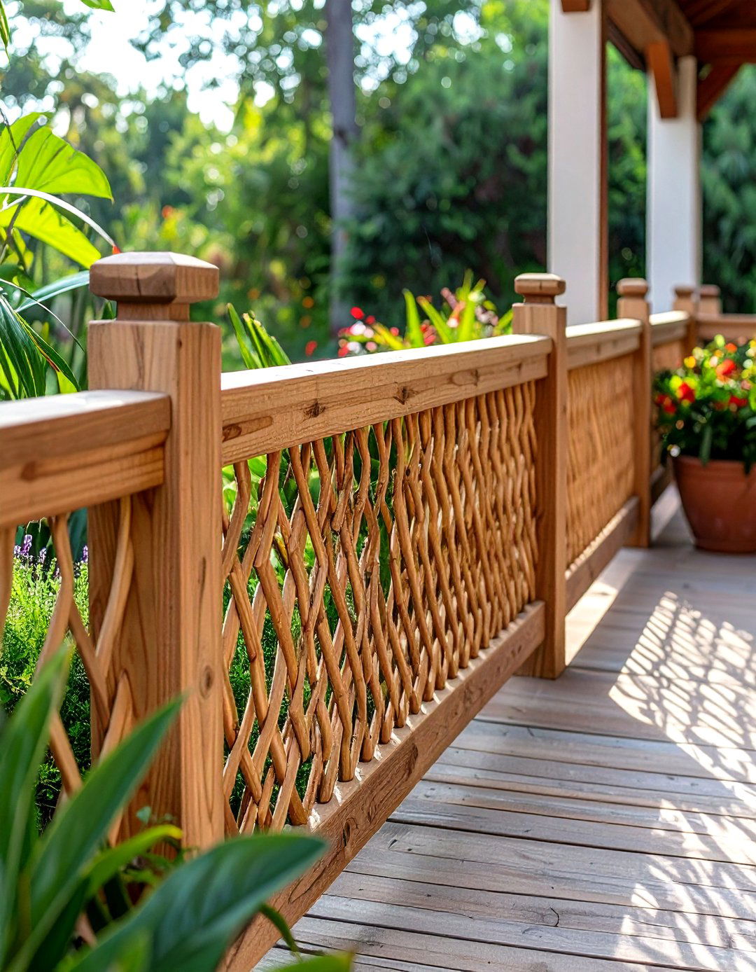 Woven Wood Deck Railing - 30 wood deck railing ideas