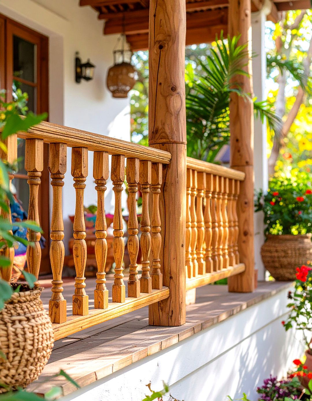 Woven Wood Front Porch Railing - 30 wood front porch railing ideas