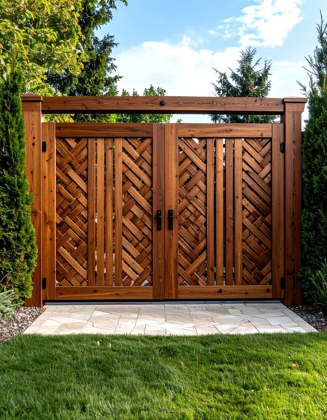 Woven Wood Panel Gate - 30 backyard gate ideas