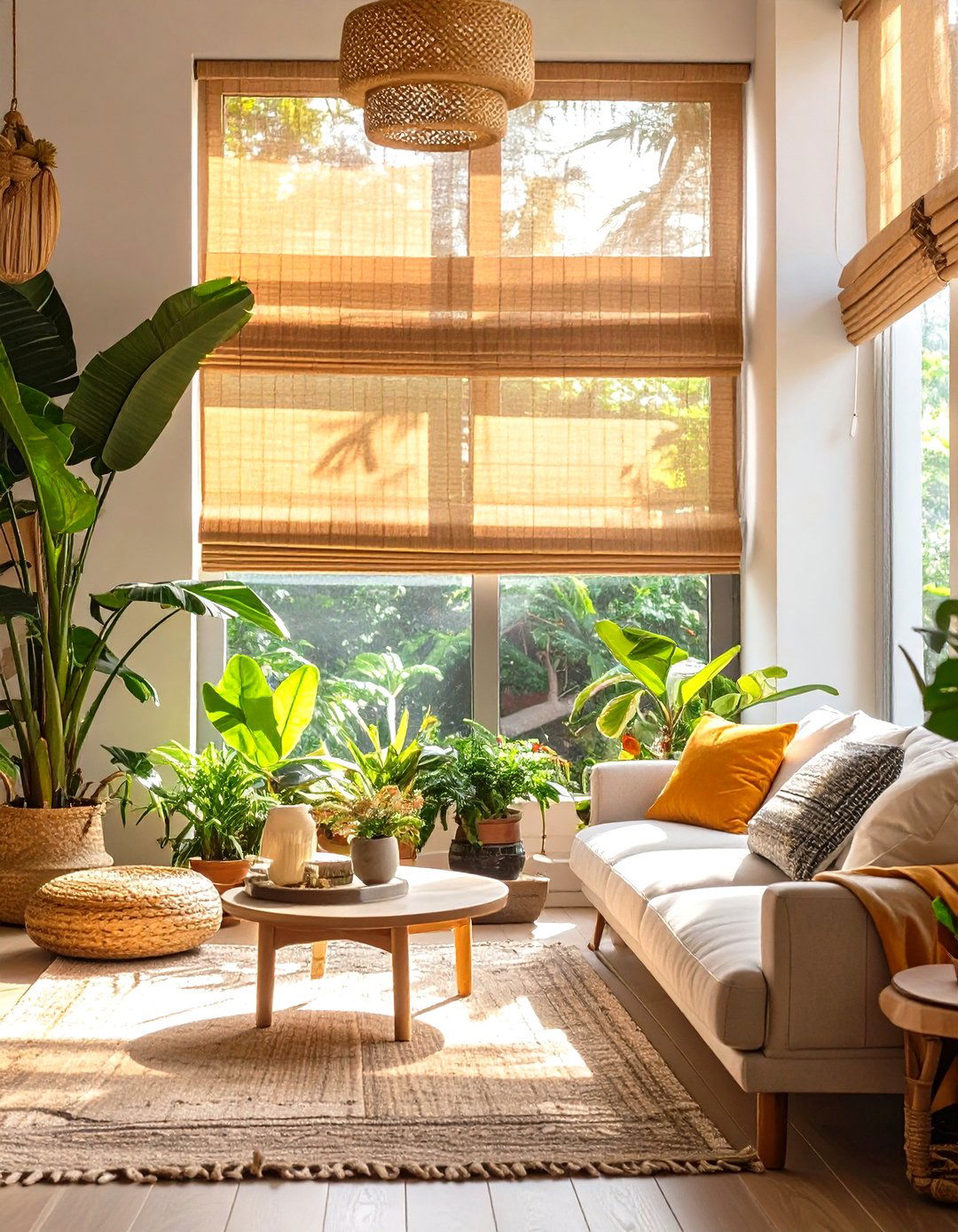 Woven Wood Shades for Natural Texture - 30 window treatment ideas for living room