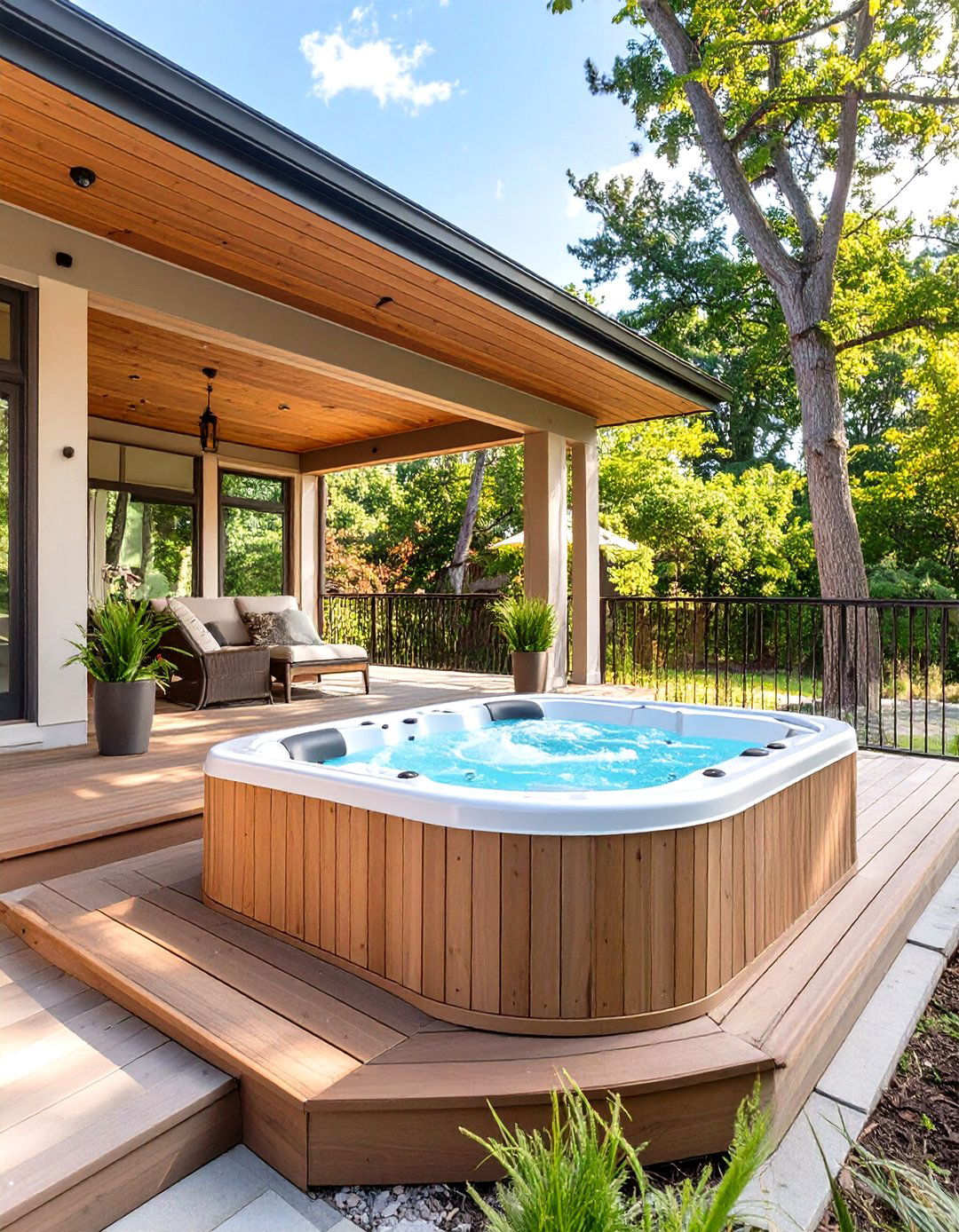 Wrap Around Porch with a Hot Tub - 30 wrap around porch ideas