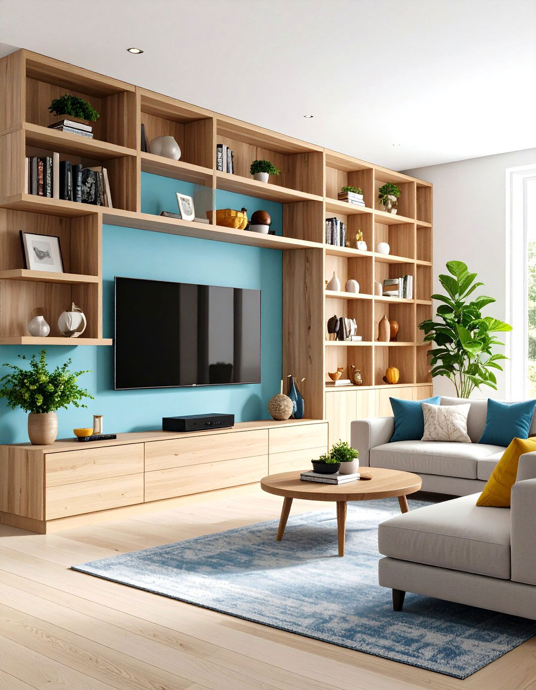 Wraparound Corner Living Room Shelving - 30 living room entertainment center ideas