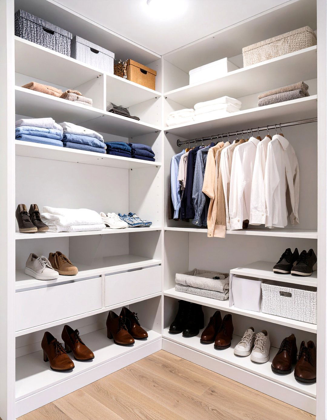 Wraparound Corner Shelving System - 30 corner closet ideas
