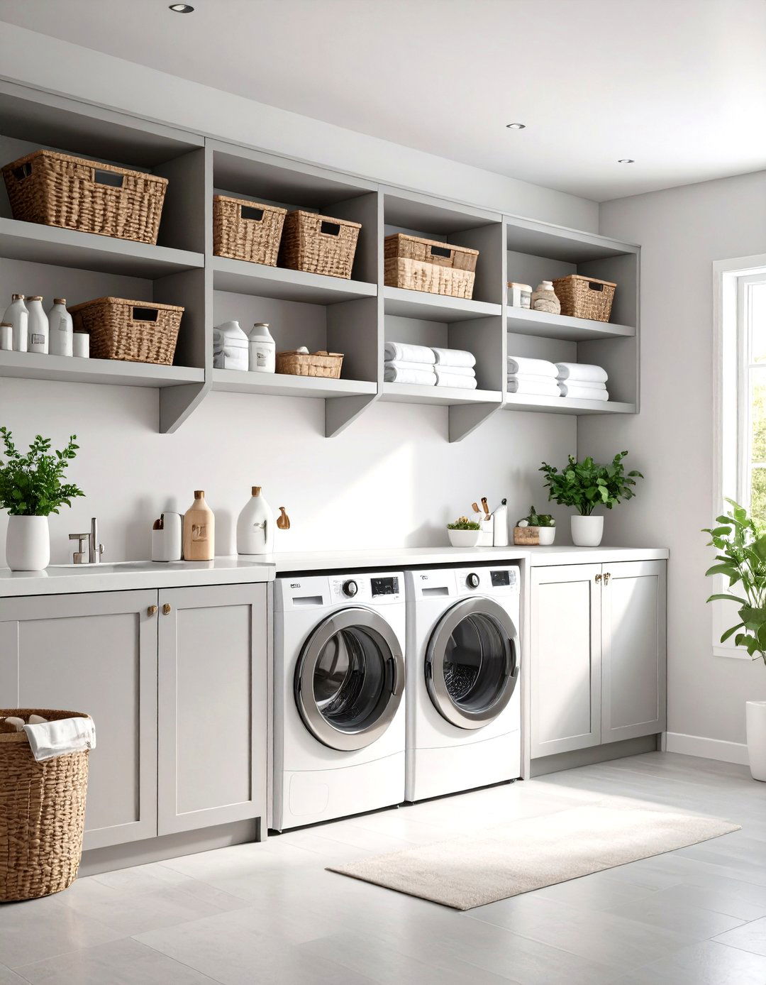 Wraparound Laundry Room Shelving - 30 laundry shelf ideas
