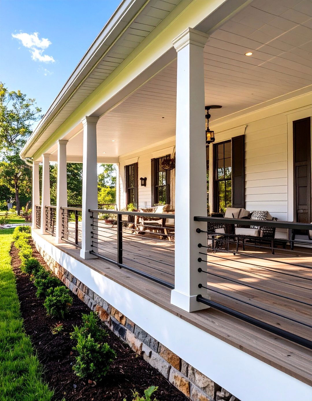 Wraparound Porch Cable Deck Railing - 30 cable deck railing ideas